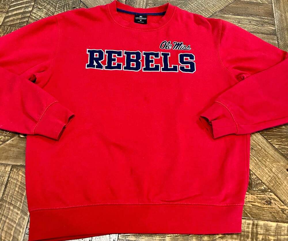 Colosseum Ole Miss Rebels Sweatshirt Size M Red Crewneck Pullover